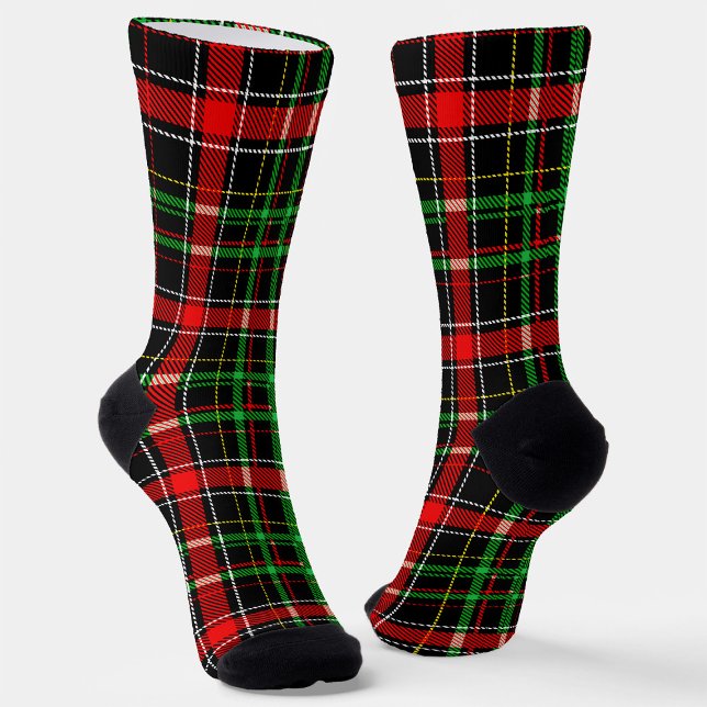 Black Christmas Flannel Plaid Tartan Design Socks (Creator Uploaded)