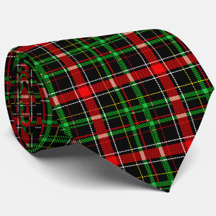Black Christmas Flannel Plaid Tartan Design Tie