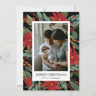 Black Christmas Flower Merry Christmas Card