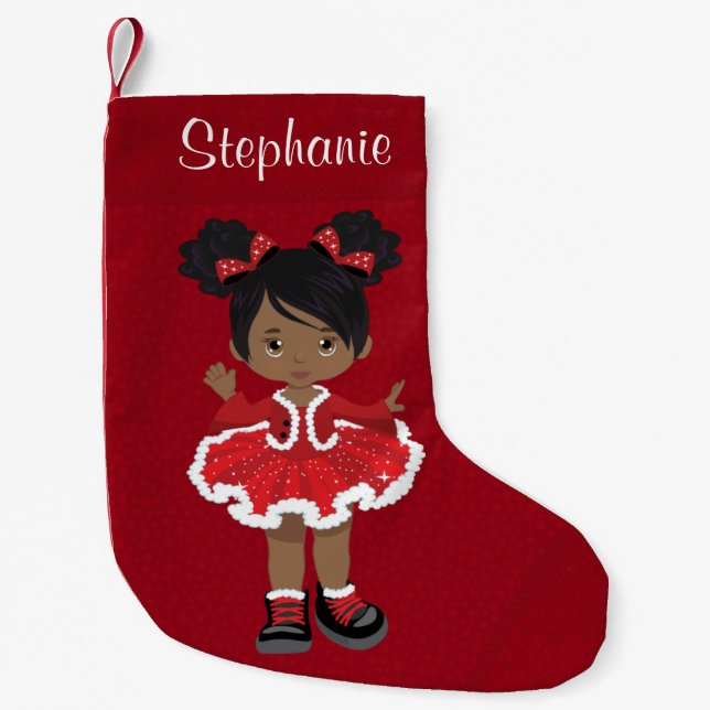 Black Christmas Hip Hop Dancer Small Christmas Stocking (Front)