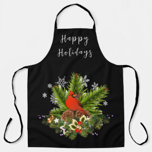 Black Christmas Holiday Greenery  Apron