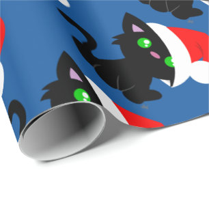 Black Christmas Kitty Wrapping Paper