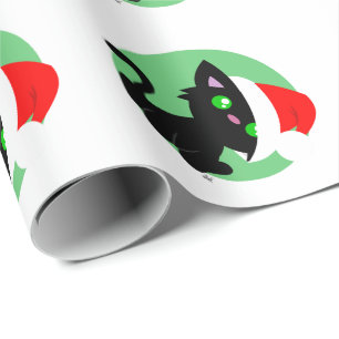Black Christmas Kitty Wrapping Paper