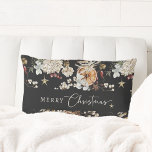 Black Christmas Lumbar Cushion<br><div class="desc">Bring festive charm to your home with our Merry Christmas Black Lumbar Pillow the Black Boho Botanical Christmas Holiday Card Collection. Featuring stunning watercolor artwork of winter botanicals on a sophisticated black background, this throw pillow adds a cosy and elegant touch to your holiday decor. Perfect for adding seasonal warmth...</div>