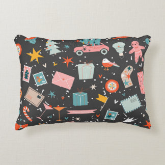 Black Christmas: ornate vintage pattern. Decorative Cushion