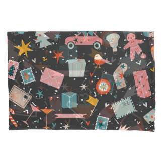 Black Christmas: ornate vintage pattern. Pillowcase