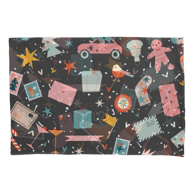 Black Christmas: ornate vintage pattern. Pillowcase (Front)