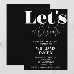 Black Christmas Party  Let's celebrate Invitation