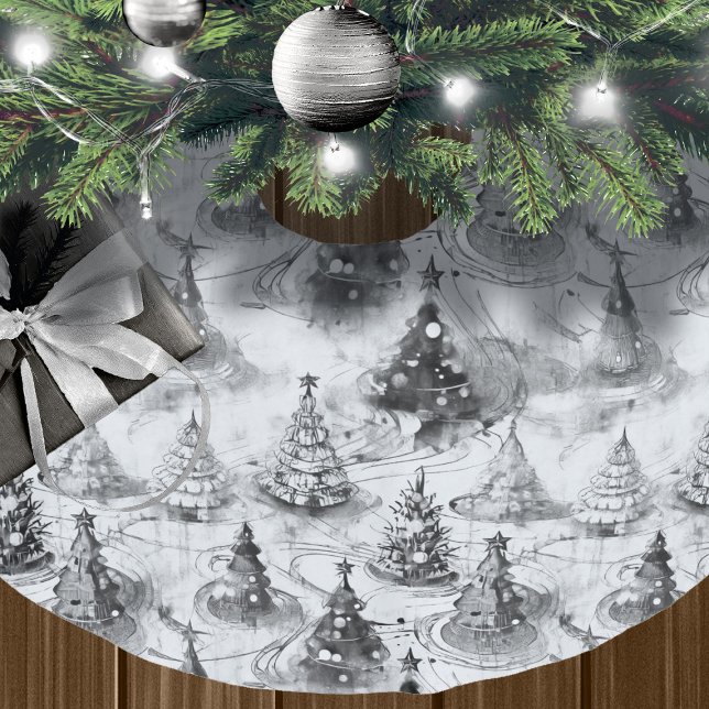 Black Christmas Pattern#3 ID1009 Brushed Polyester Tree Skirt (Creator Uploaded)