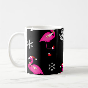 black christmas santa claus flamingo coffee mug