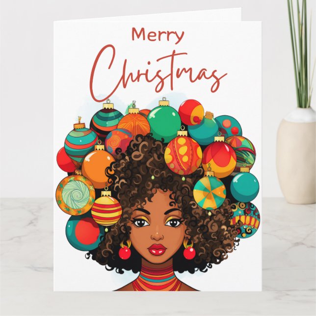 Black Christmas Sista Melanin Queen Women Xmas  Card (Front)