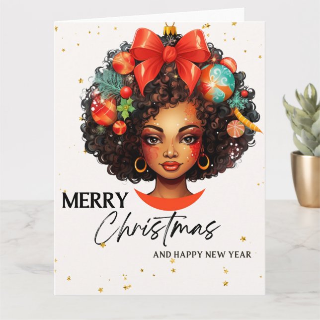Black Christmas Sista Melanin Queen Women Xmas  Card (Small Plant)