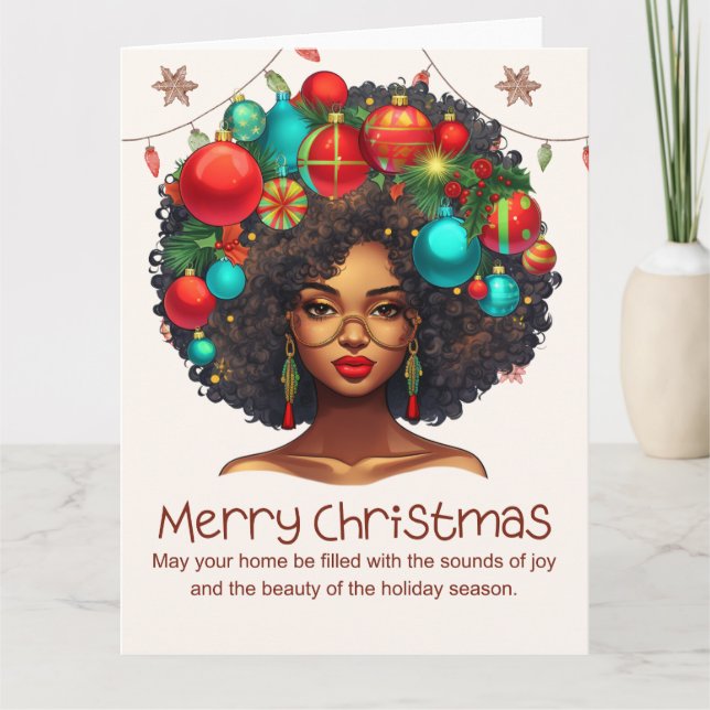 Black Christmas Sista Melanin Queen Women Xmas  Card (Front)