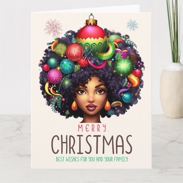 Black Christmas Sista Melanin Queen Women Xmas  Card (Front)