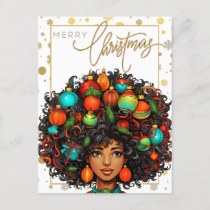 Black Christmas Sista Melanin Queen Women Xmas  Holiday Postcard