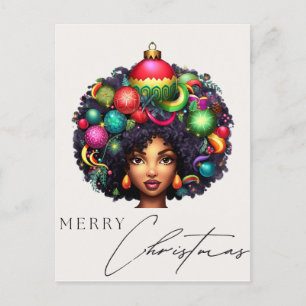 Black Christmas Sista Melanin Queen Women Xmas  Holiday Postcard