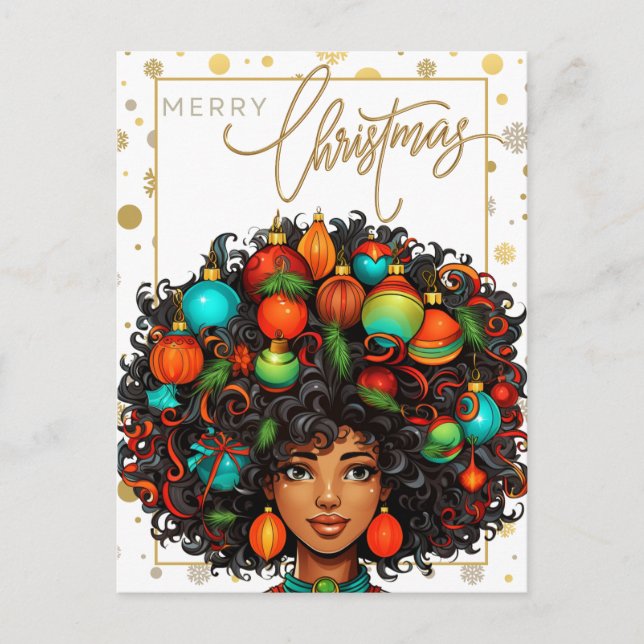 Black Christmas Sista Melanin Queen Women Xmas  Postcard (Front)