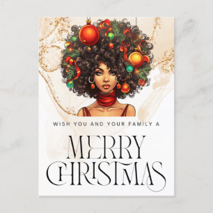 Black Christmas Sista Melanin Queen Women Xmas  Postcard