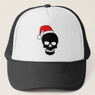 Black Christmas Skull Trucker Hat