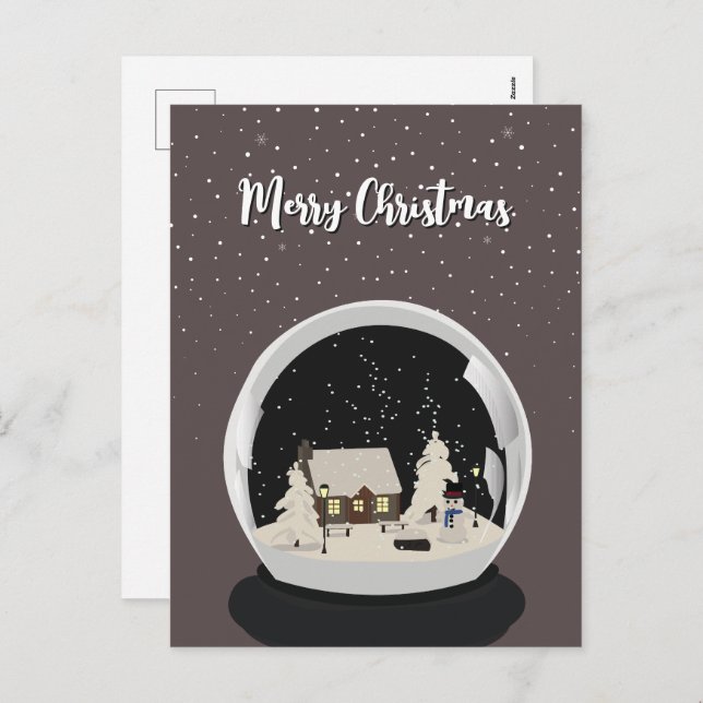Black Christmas Snow globe Winter  Holiday Postcard (Front/Back)