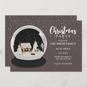 Black Christmas Snow globe Winter wonderland  Invitation