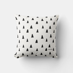 Black Christmas Tree Scandinavian Pattern Cushion