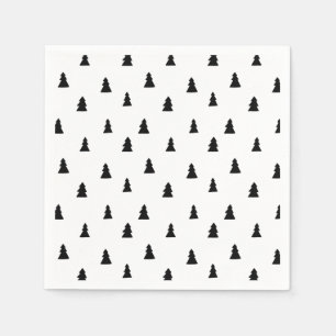 Black Christmas Tree Scandinavian Pattern Napkin