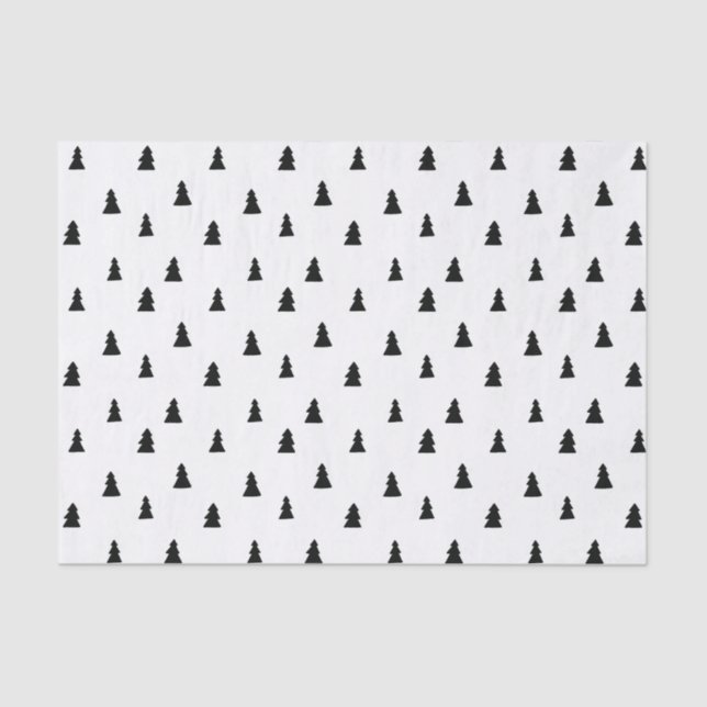 Black Christmas Tree Scandinavian Pattern Tissue Paper (Front)