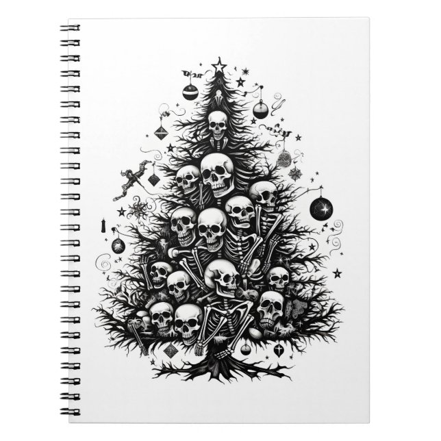 Black Christmas tree Skulls and bones Notebook (Front)
