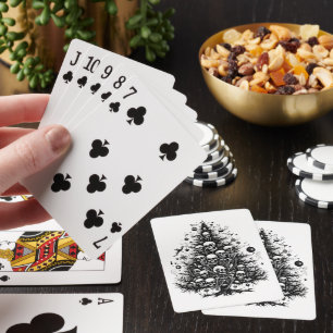 Black Christmas tree Skulls and bones Playing Cards