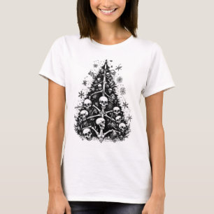 Black Christmas tree Skulls and bones T-Shirt