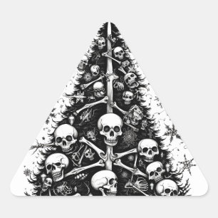 Black Christmas tree Skulls and bones  Triangle Sticker