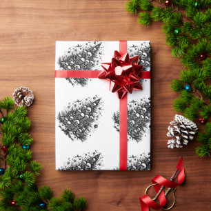 Black Christmas tree Skulls and bones Wrapping Paper