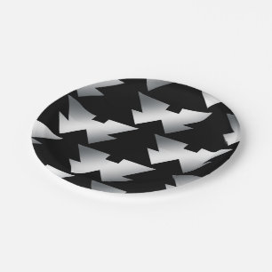 Black Christmas Trees Modern Christmas Paper Plate
