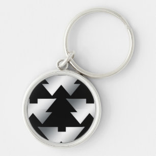 Black Christmas Trees on Silver Key Ring
