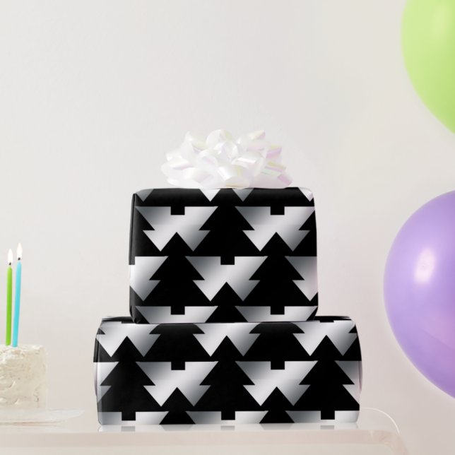 Black Christmas Trees on Silver Wrapping Paper (Creator Uploaded)