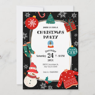 Black christmas wonderland party invitation