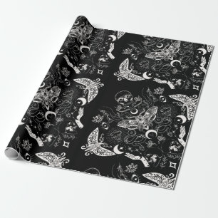 Black Christmas Wrapping Paper - Death Moth