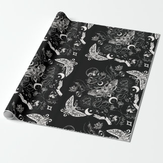 Black Christmas Wrapping Paper - Death Moth