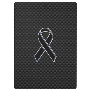 Black Chrome Style Ribbon Awareness Carbon Fibre Clipboard