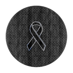 Black Chrome Style Ribbon Awareness Carbon Fibre Cutting Board
