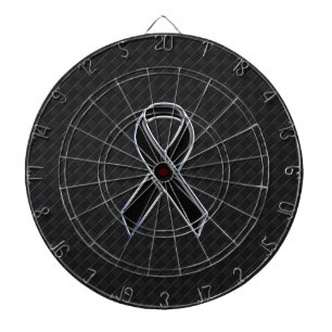 Black Chrome Style Ribbon Awareness Dartboard