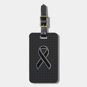Black Chrome Style Ribbon Awareness Luggage Tag