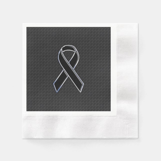 Black Chrome Style Ribbon Awareness Napkin (Front)