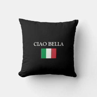 Black CIAO BELLA ITALY FLAG Cushion