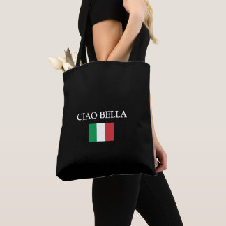 Black CIAO BELLA ITALY FLAG Tote Bag