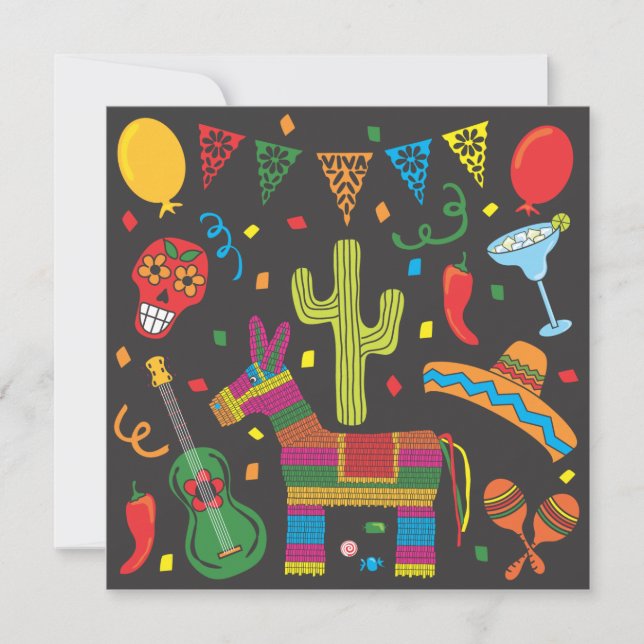 Black Cinco De Mayo Fiesta Party Invitation (Front)