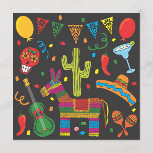 Black Cinco De Mayo Fiesta Party Invitation