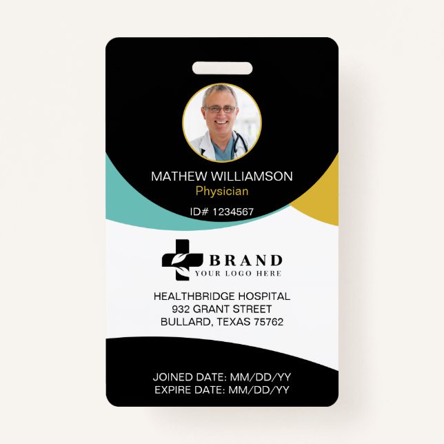 Black Circle Design  | Medical Photo ID & Logo ID Badge (Front)