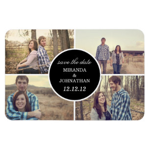 Black Circle Design Photo Save The Date Magnet